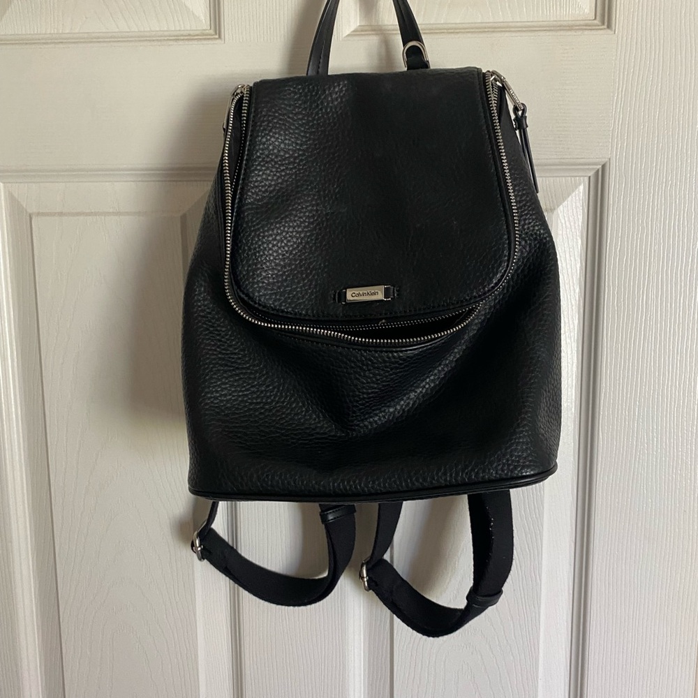 Calvin Klein Black Textured Backpack - Picture 2 of 4